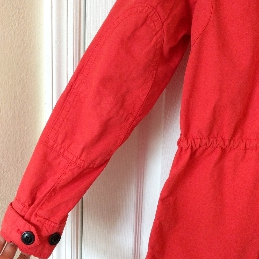 Gap Lightweight Zip & Button Front Hooded Utility Cargo Jacket Hot Coral Pink XS - Picture 15 of 16